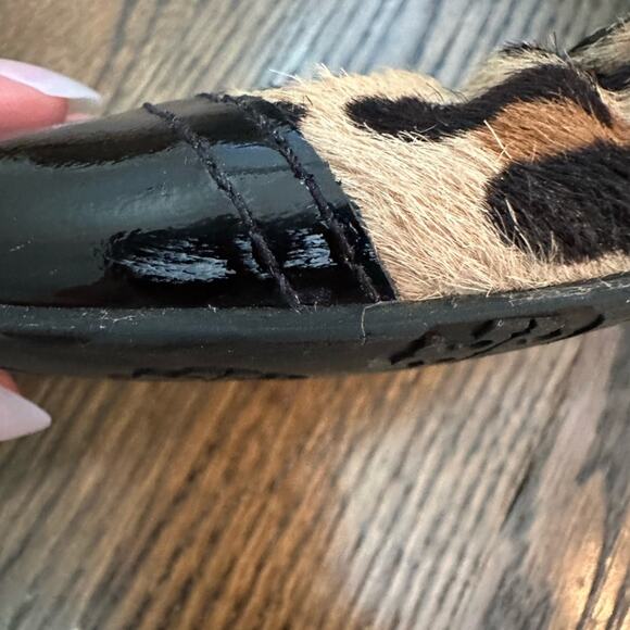 Tory Burch Abbey Leopard Print Calf Hair Patent Cap Toe Ballet Flats Size 7 M - Picture 12 of 15